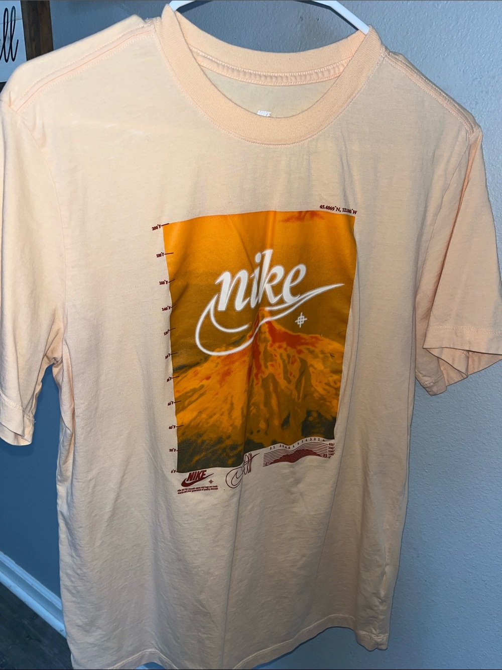 Nike Men’s Peach Short-Sleeve Tee with Sunset Graphic